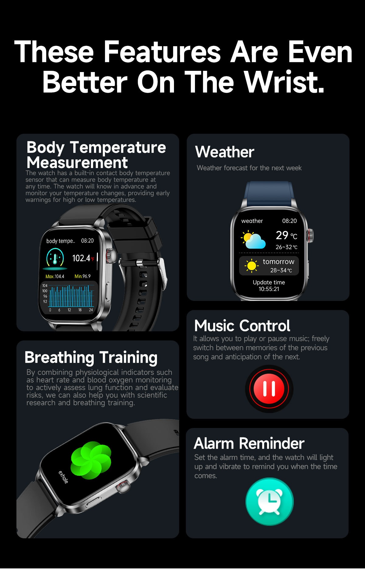 F300 Smart Health Watch with ECG, SpO2, Laser Therapy & Bluetooth Call