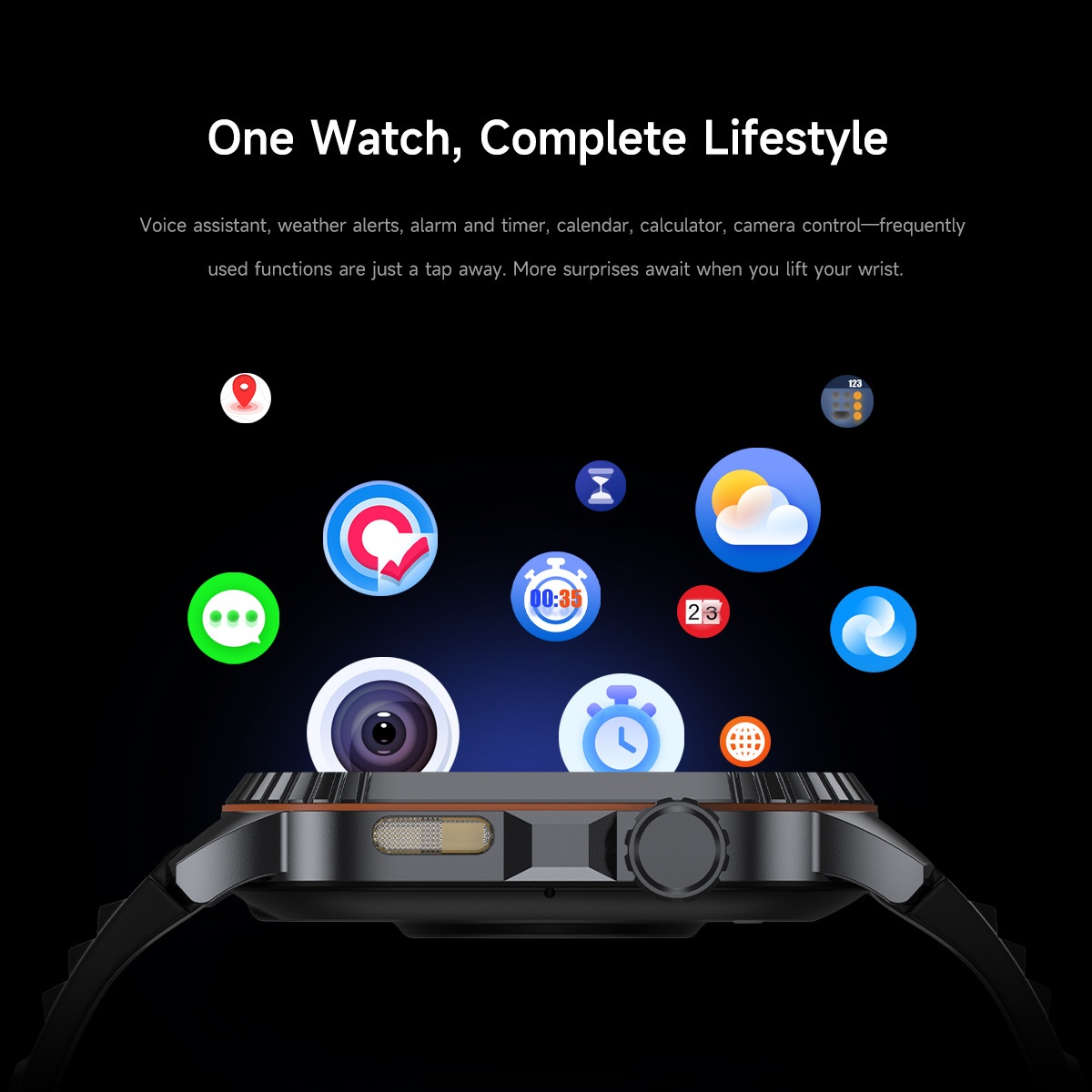 DS8 Rugged Smart Watch with 1.95" HD Square Screen & Wireless Calling
