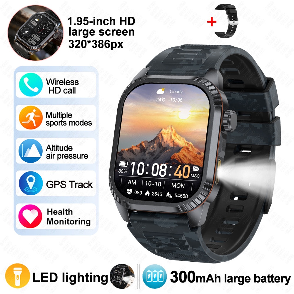 DS8 Rugged Smart Watch with 1.95" HD Square Screen & Wireless Calling