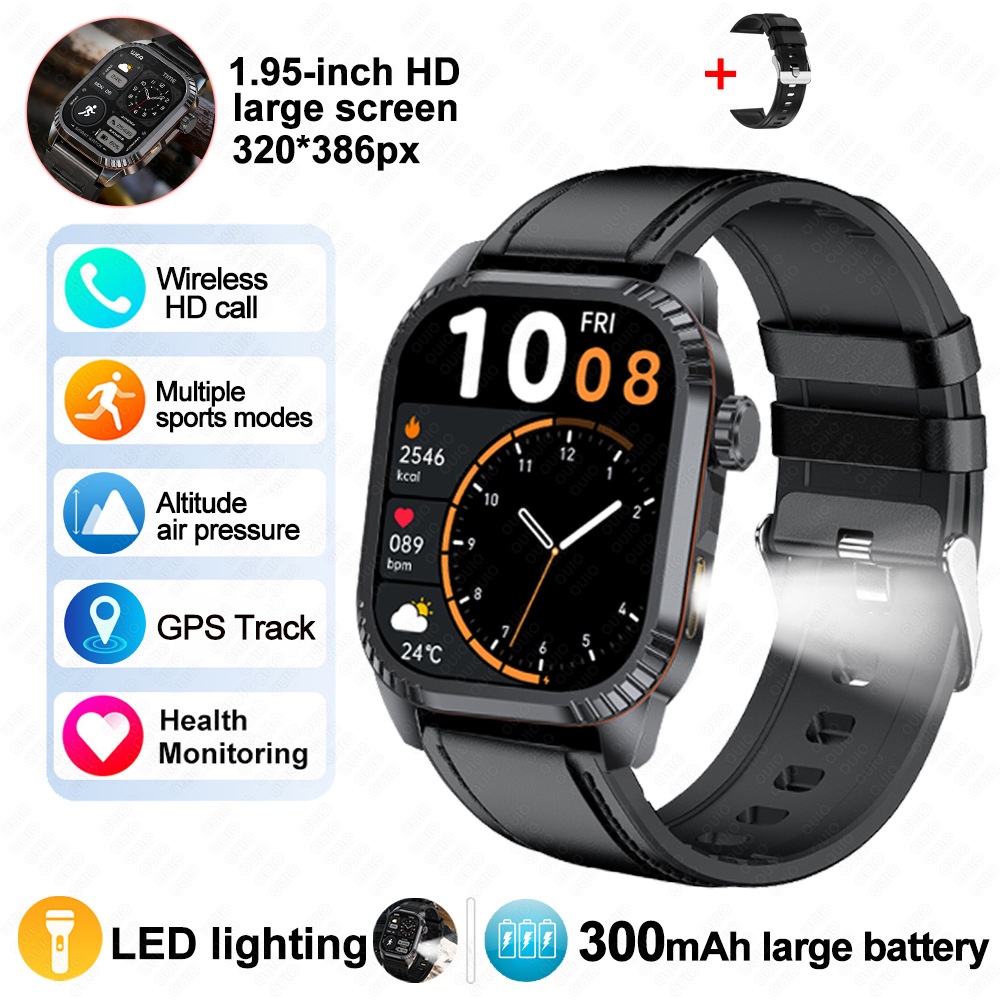 DS8 Rugged Smart Watch with 1.95" HD Square Screen & Wireless Calling