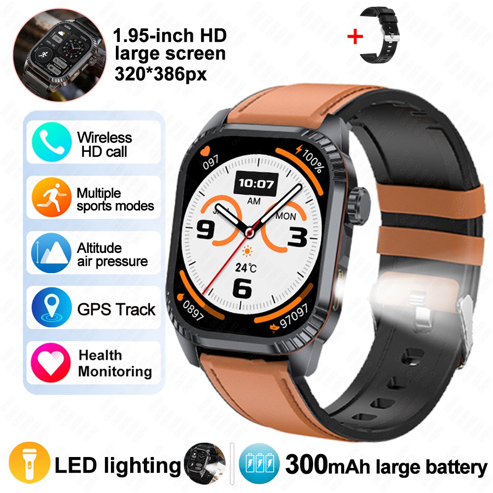 DS8 Rugged Smart Watch with 1.95" HD Square Screen & Wireless Calling