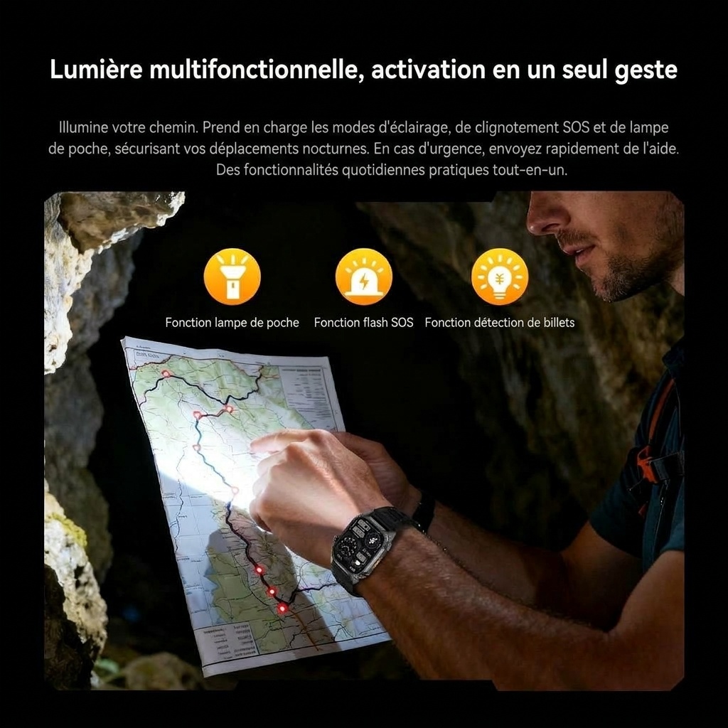 Montre connectée robuste DS8 avec écran carré HD de 1,95 pouce et appels sans fil