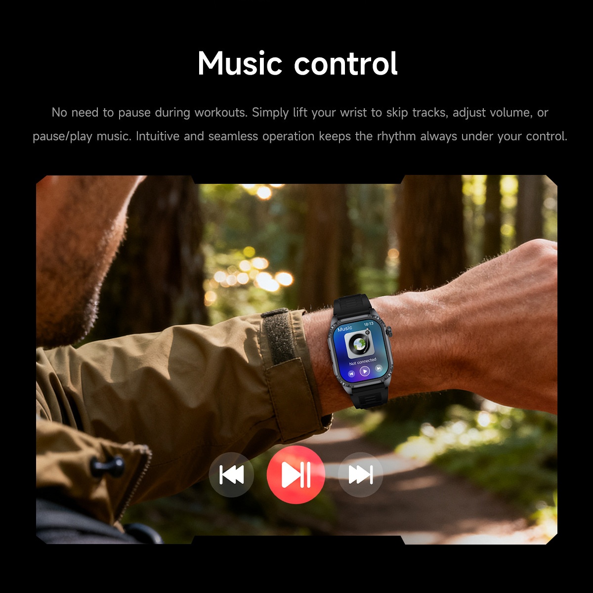 DS8 Rugged Smart Watch with 1.95" HD Square Screen & Wireless Calling