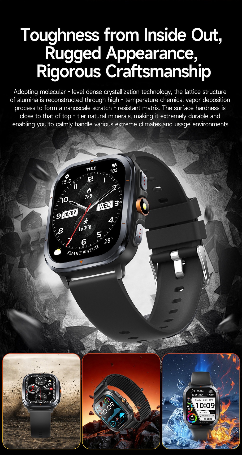 TS500 GPS Sports Smart Watch with Square AMOLED Display & BT Calling