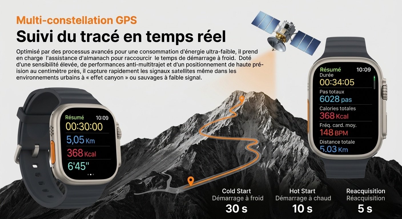 Montre connectée sport GPS TS500 avec écran AMOLED carré et appels Bluetooth