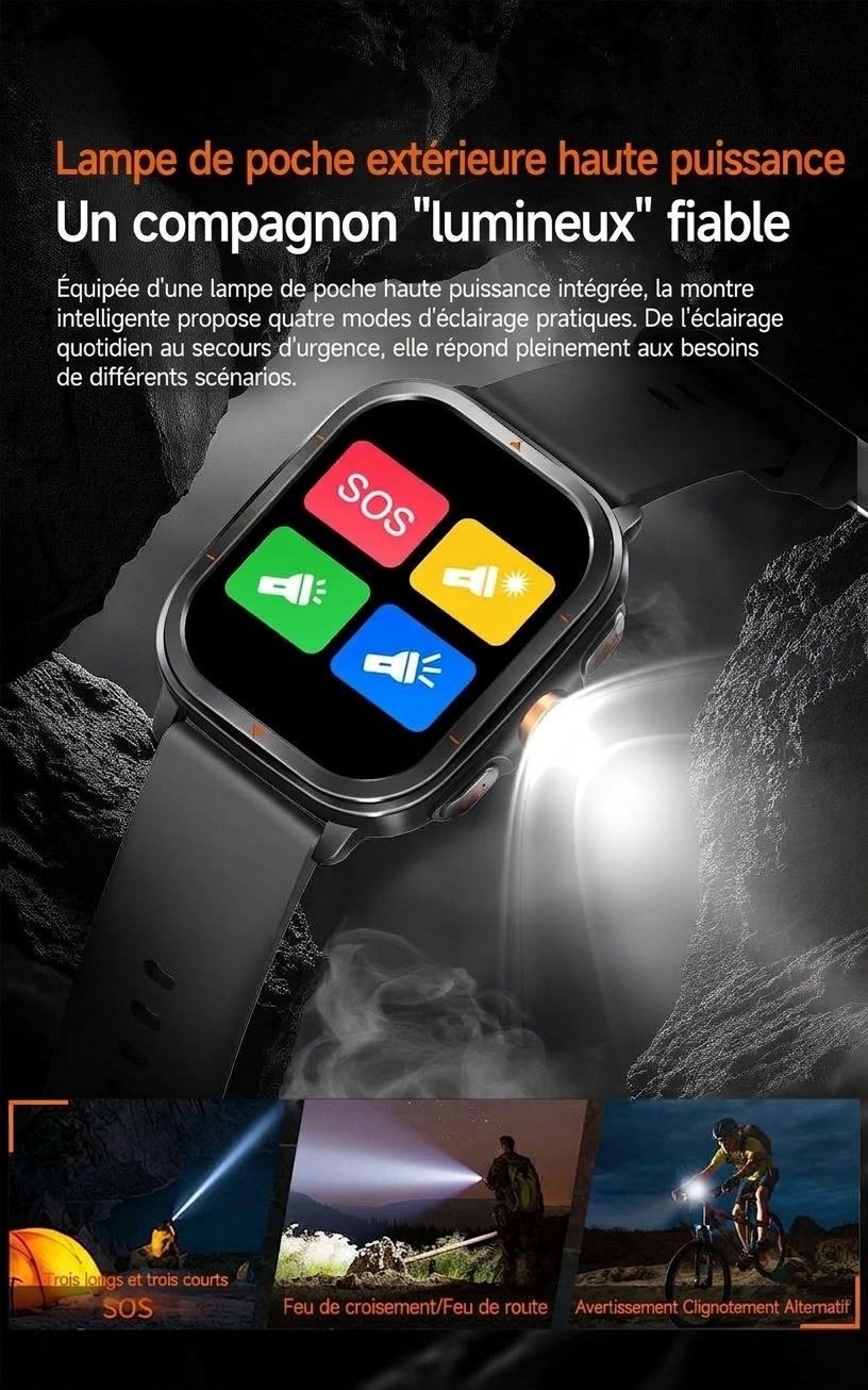 Montre connectée sport GPS TS500 avec écran AMOLED carré et appels Bluetooth