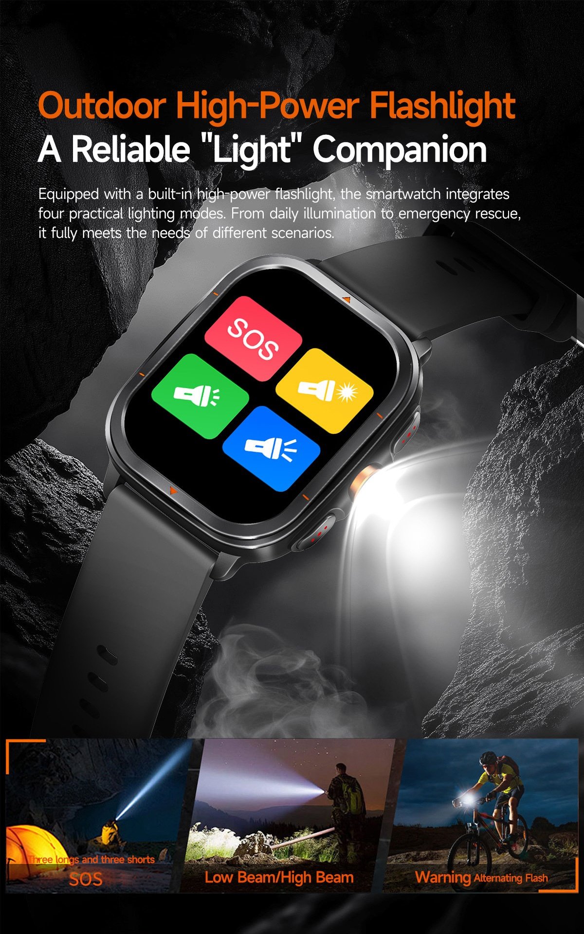 TS500 GPS Sports Smart Watch with Square AMOLED Display & BT Calling