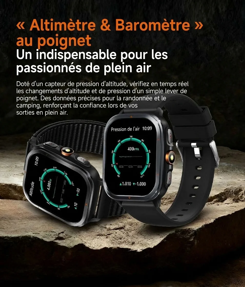 Montre connectée sport GPS TS500 avec écran AMOLED carré et appels Bluetooth