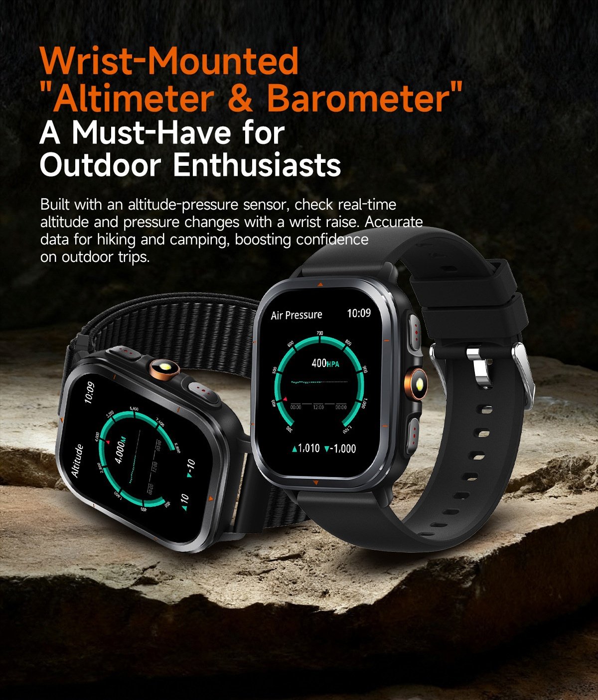 TS500 GPS Sports Smart Watch with Square AMOLED Display & BT Calling