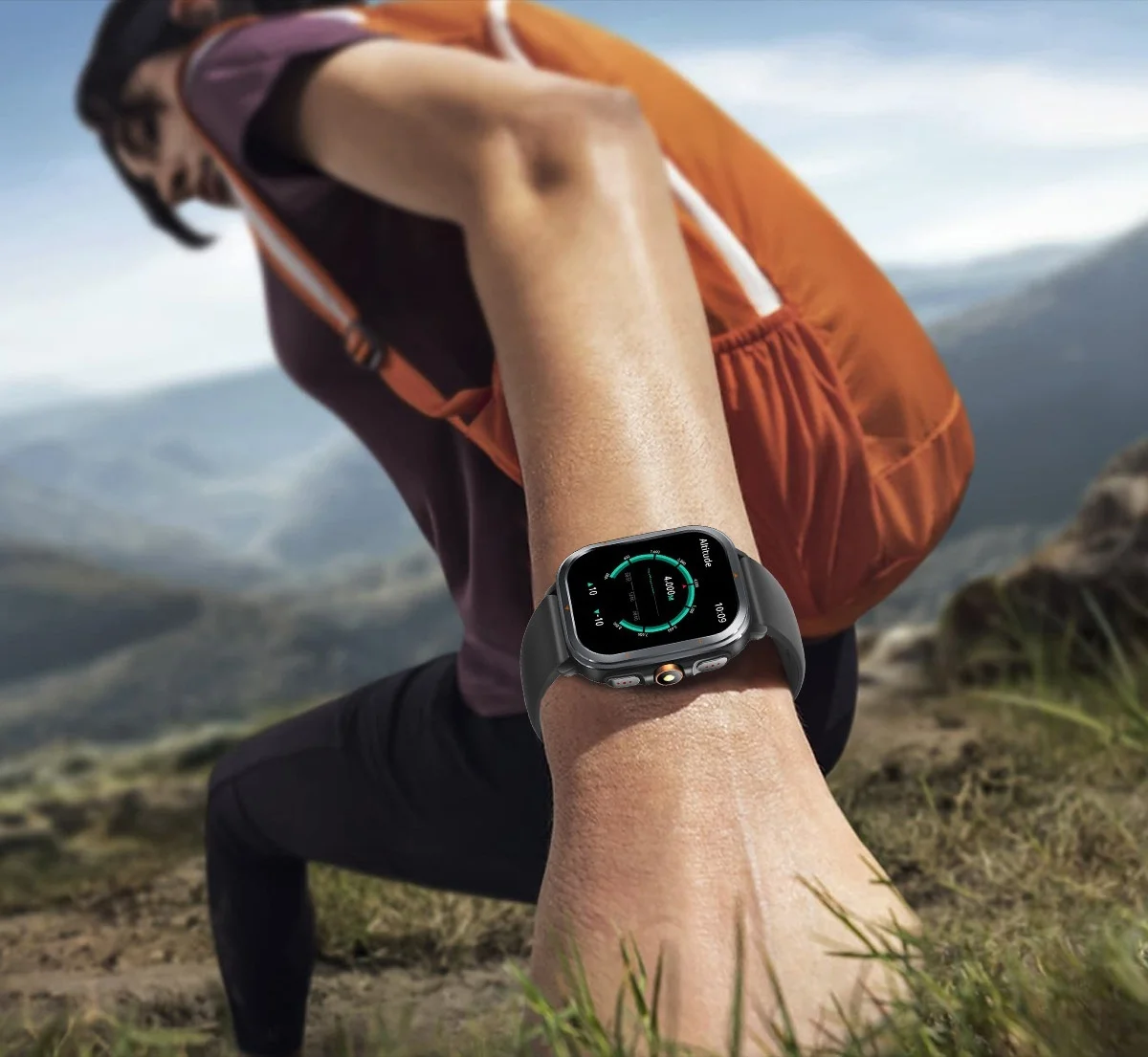 Montre connectée sport GPS TS500 avec écran AMOLED carré et appels Bluetooth