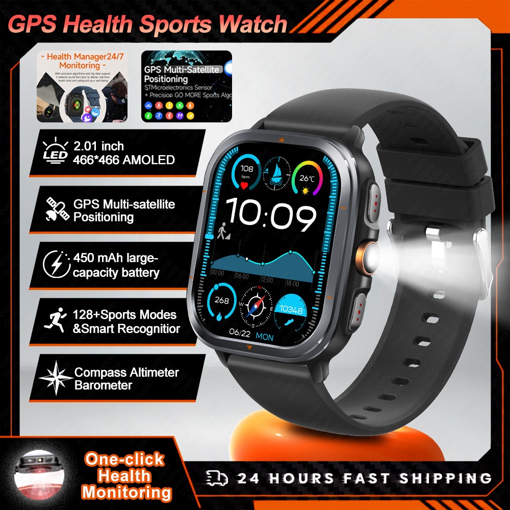 TS500 GPS Sports Smart Watch with Square AMOLED Display & BT Calling
