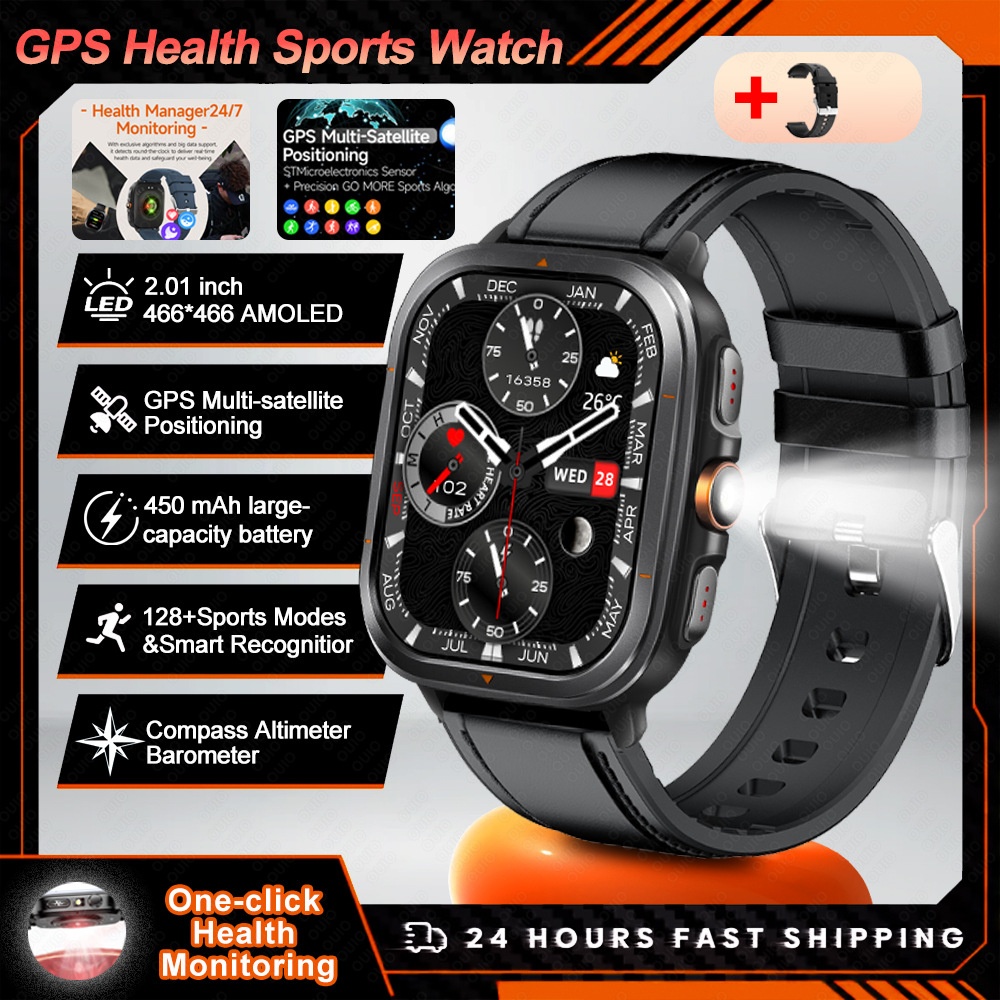 TS500 GPS Sports Smart Watch with Square AMOLED Display & BT Calling