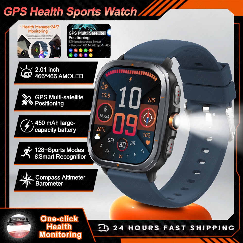 TS500 GPS Sports Smart Watch with Square AMOLED Display & BT Calling