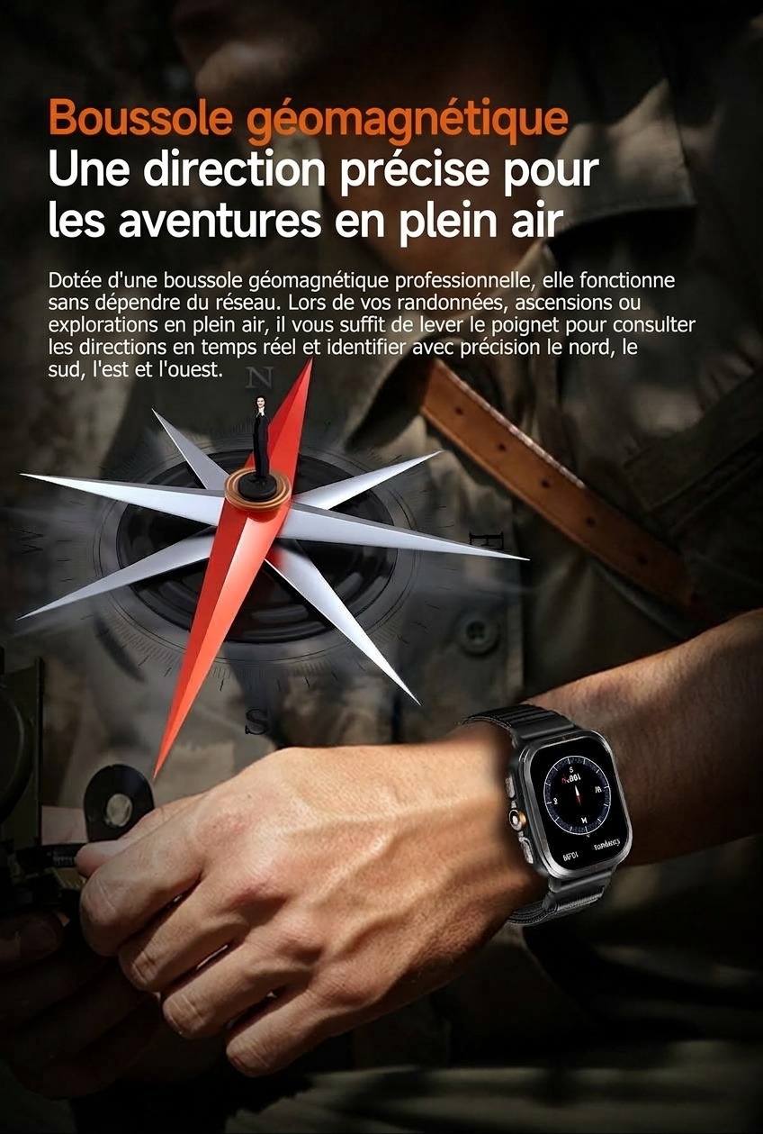 Montre connectée sport GPS TS500 avec écran AMOLED carré et appels Bluetooth