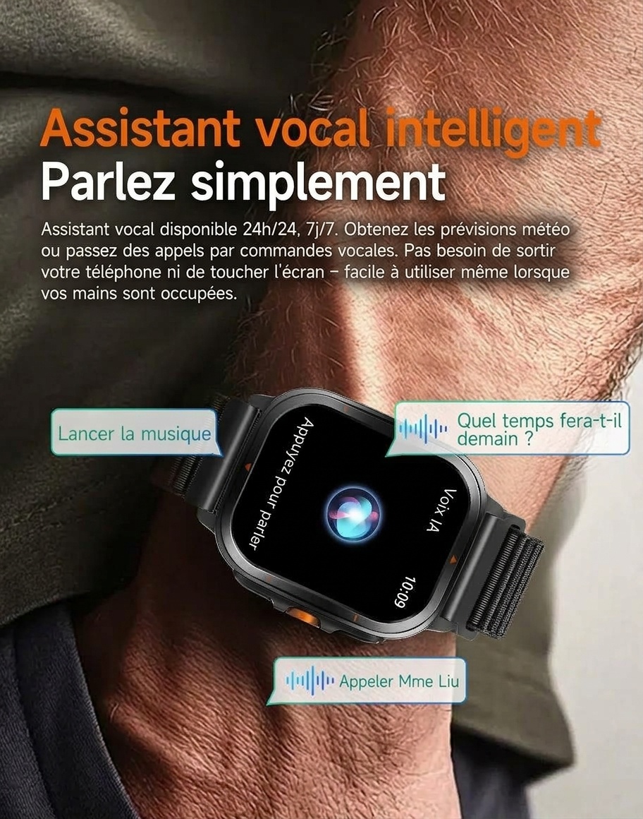 Montre connectée sport GPS TS500 avec écran AMOLED carré et appels Bluetooth