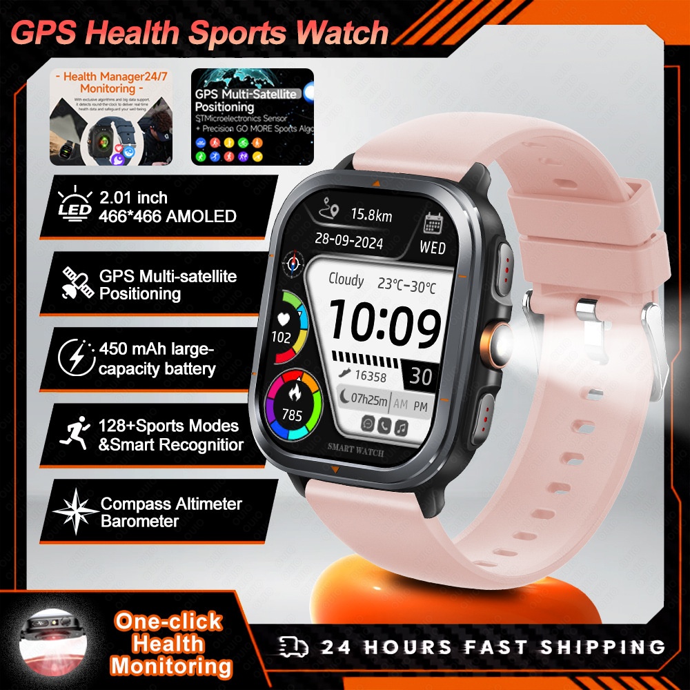 TS500 GPS Sports Smart Watch with Square AMOLED Display & BT Calling