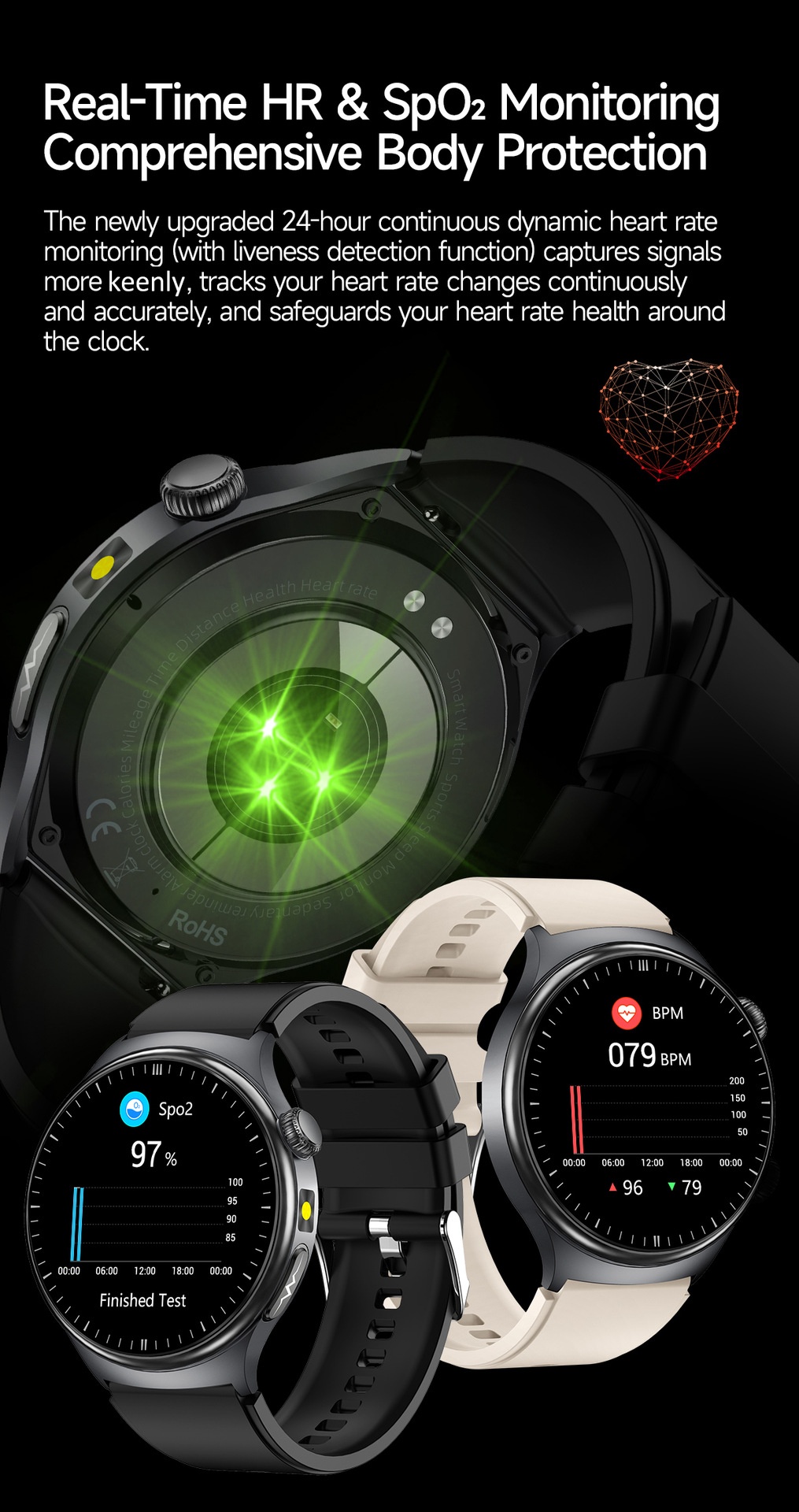 TK27 Smart Watch with Round AMOLED Display, ECG, SpO2 & Bluetooth Call