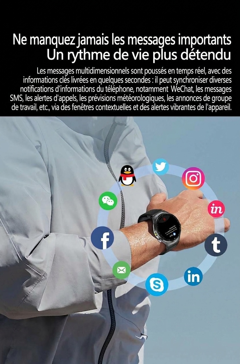 Montre connectée TK27 avec écran AMOLED rond, ECG, SpO2 et appels Bluetooth