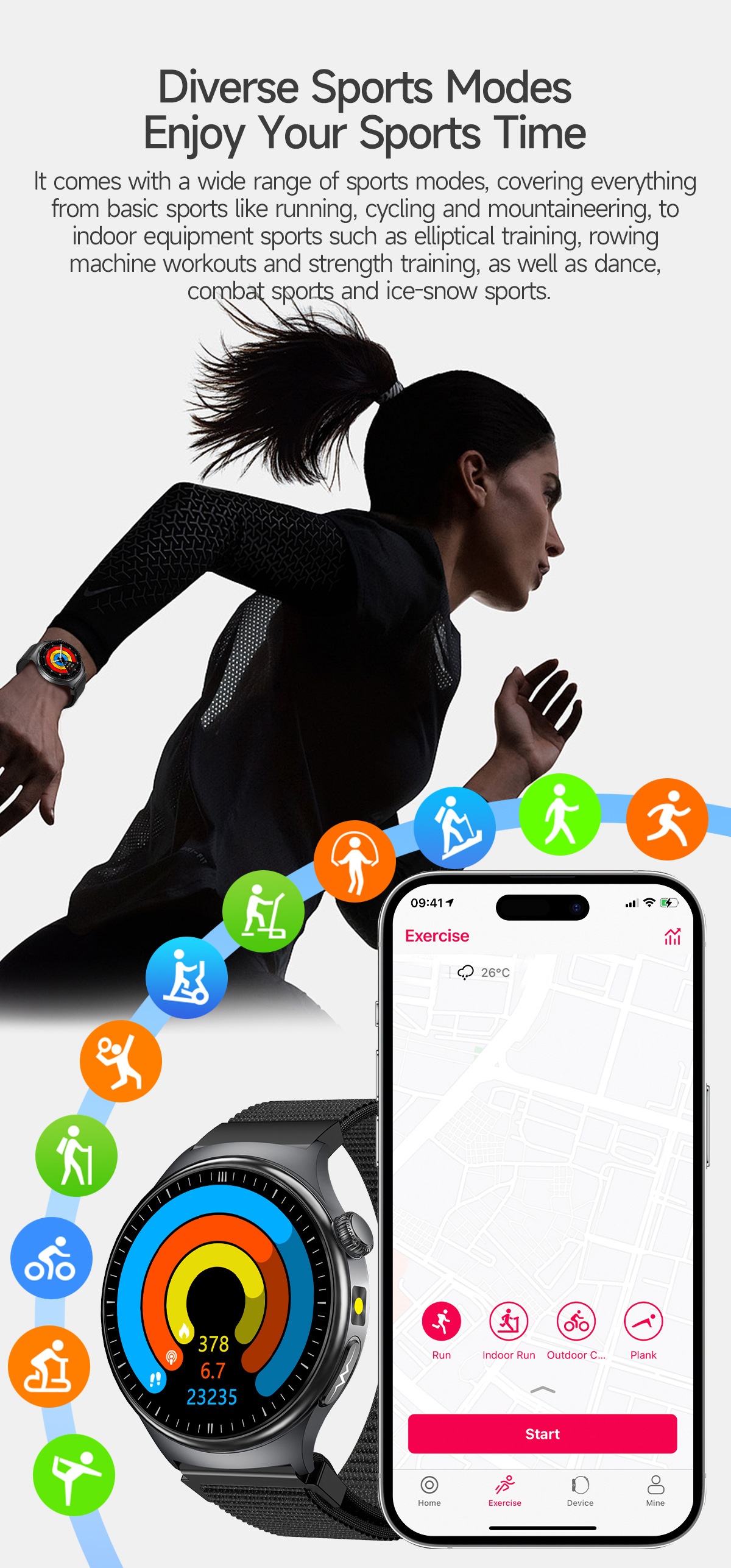 TK27 Smart Watch with Round AMOLED Display, ECG, SpO2 & Bluetooth Call