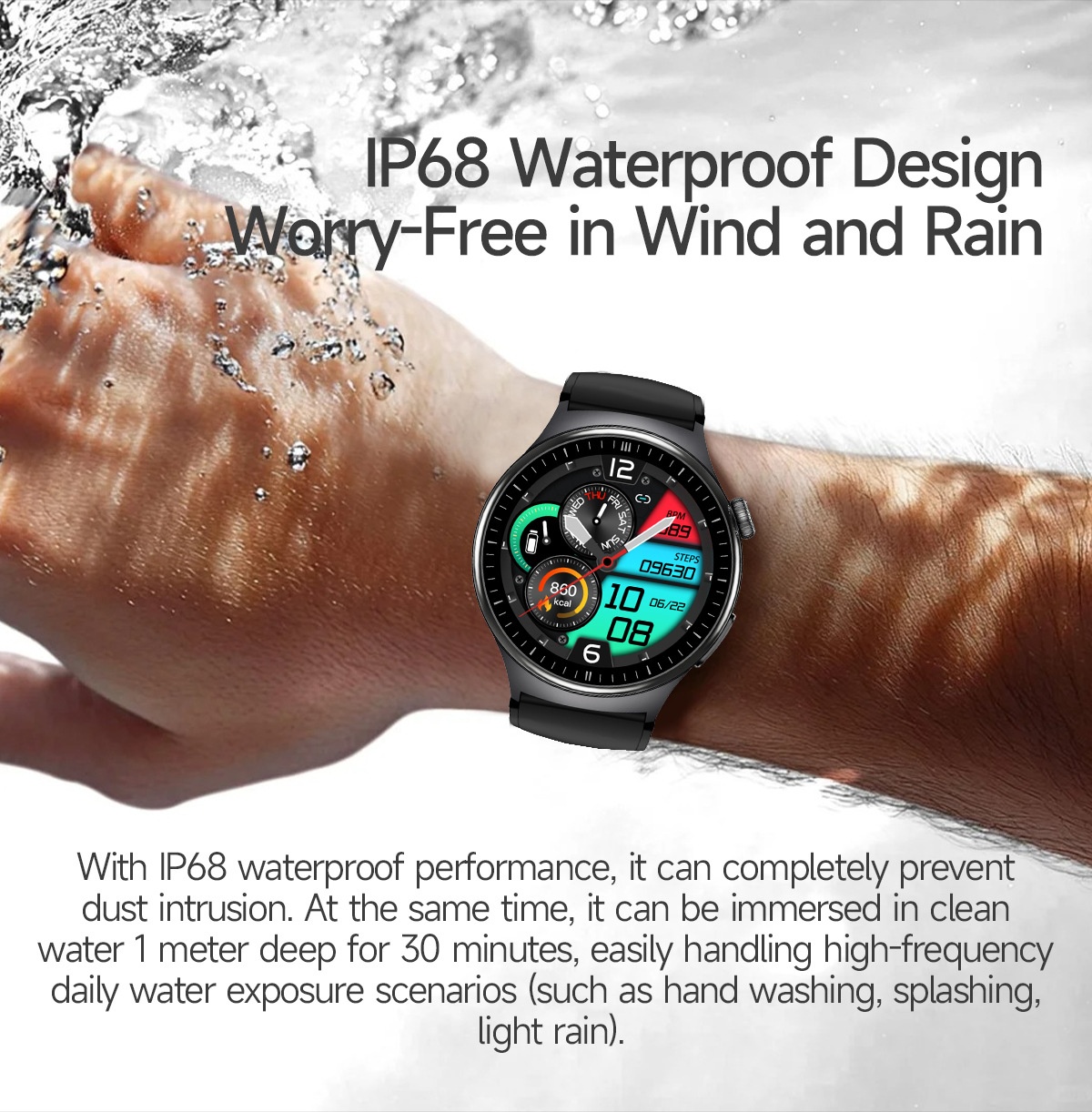 TK27 Smart Watch with Round AMOLED Display, ECG, SpO2 & Bluetooth Call