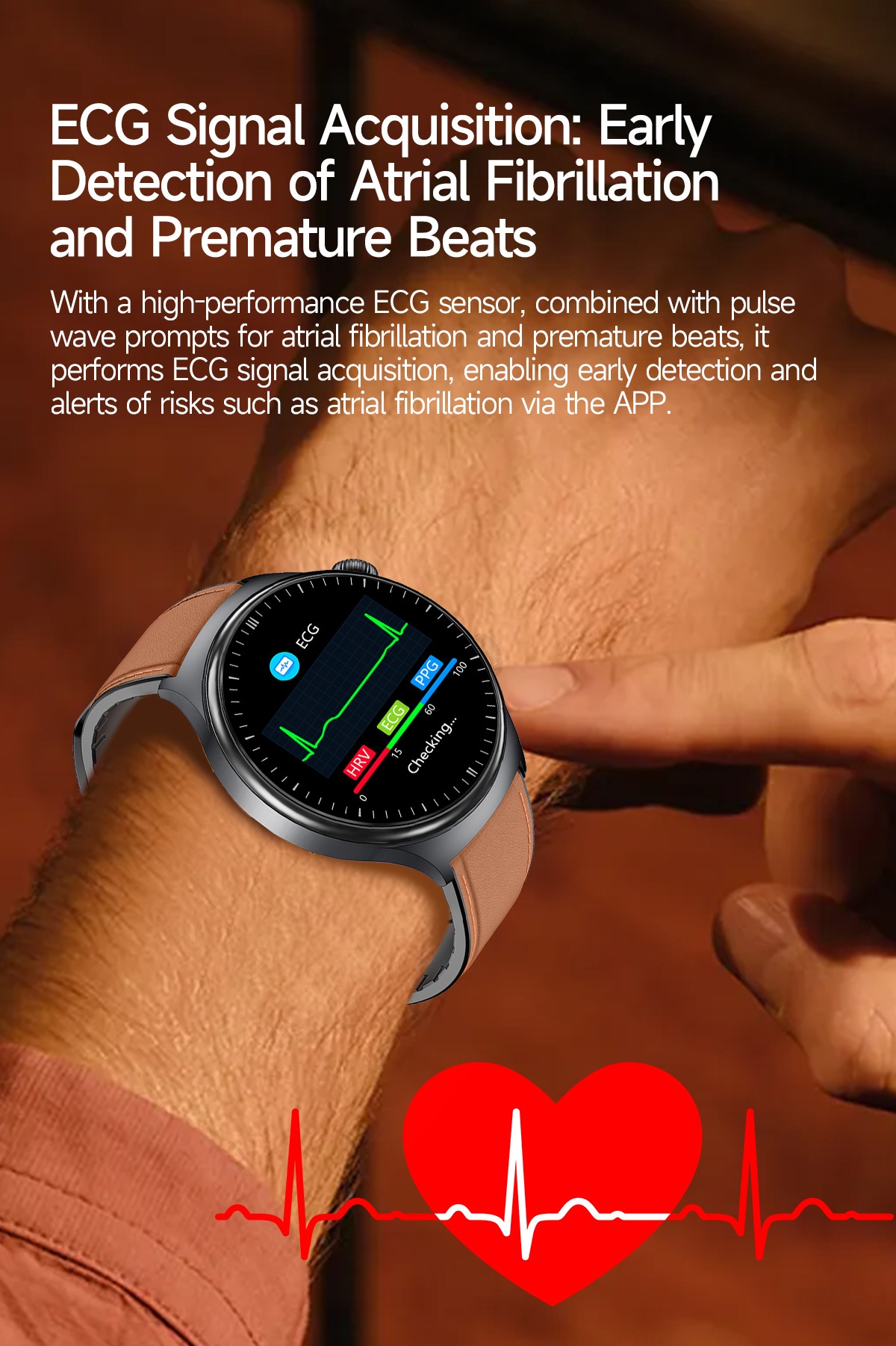 TK27 Smart Watch with Round AMOLED Display, ECG, SpO2 & Bluetooth Call