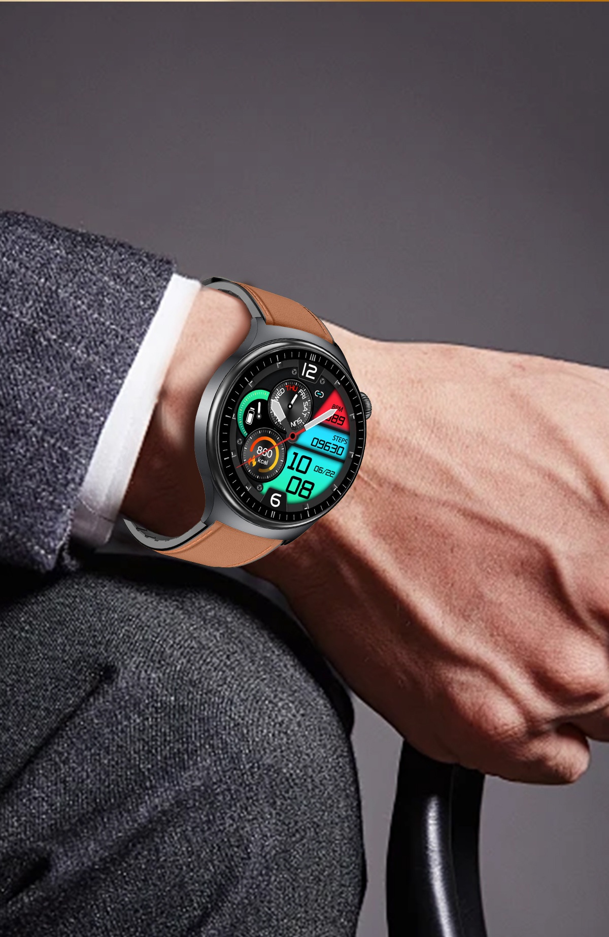 TK27 Smart Watch with Round AMOLED Display, ECG, SpO2 & Bluetooth Call