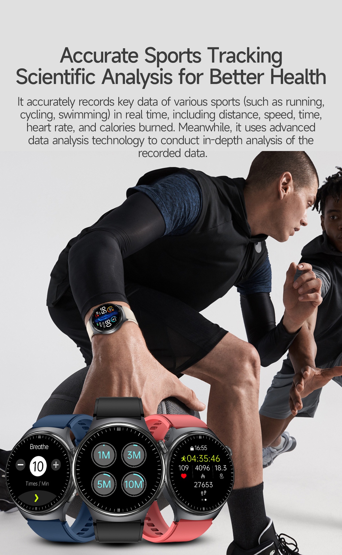 TK27 Smart Watch with Round AMOLED Display, ECG, SpO2 & Bluetooth Call
