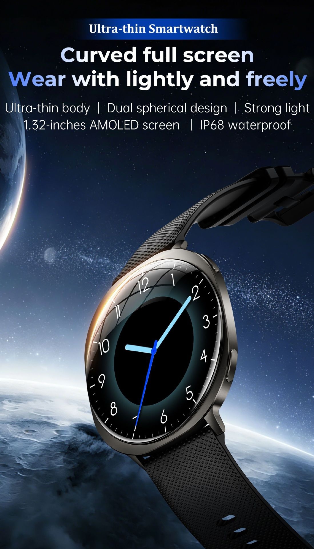 M301 Ultra-Thin Smart Watch with Curved AMOLED Screen & Fitness Tracker