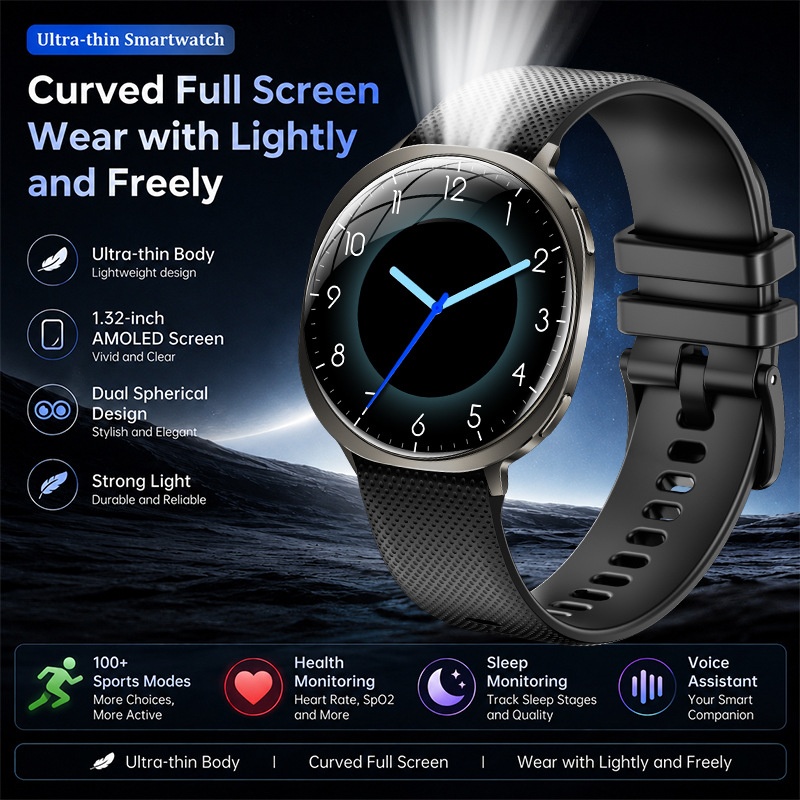 M301 Ultra-Thin Smart Watch with Curved AMOLED Screen & Fitness Tracker