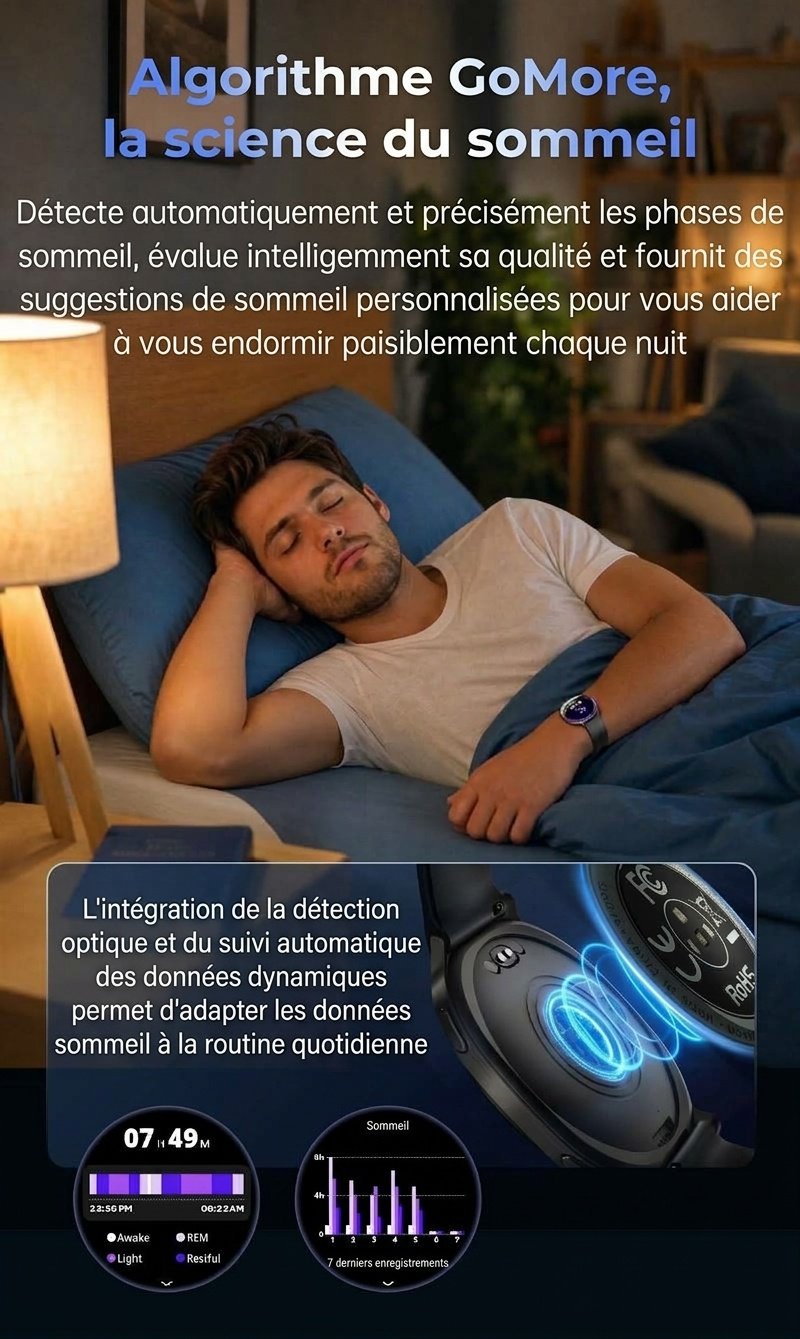 Montre connectée ultra-mince M301 avec écran AMOLED incurvé et suivi d'activité physique