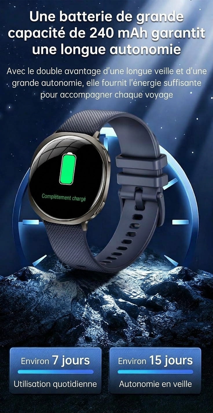 Montre connectée ultra-mince M301 avec écran AMOLED incurvé et suivi d'activité physique