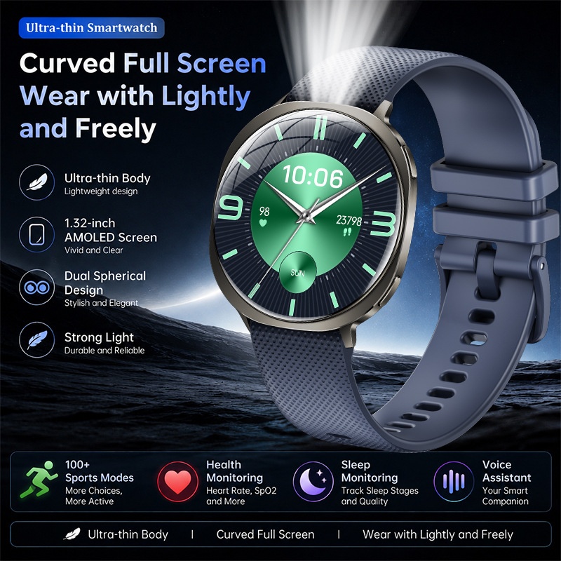 M301 Ultra-Thin Smart Watch with Curved AMOLED Screen & Fitness Tracker