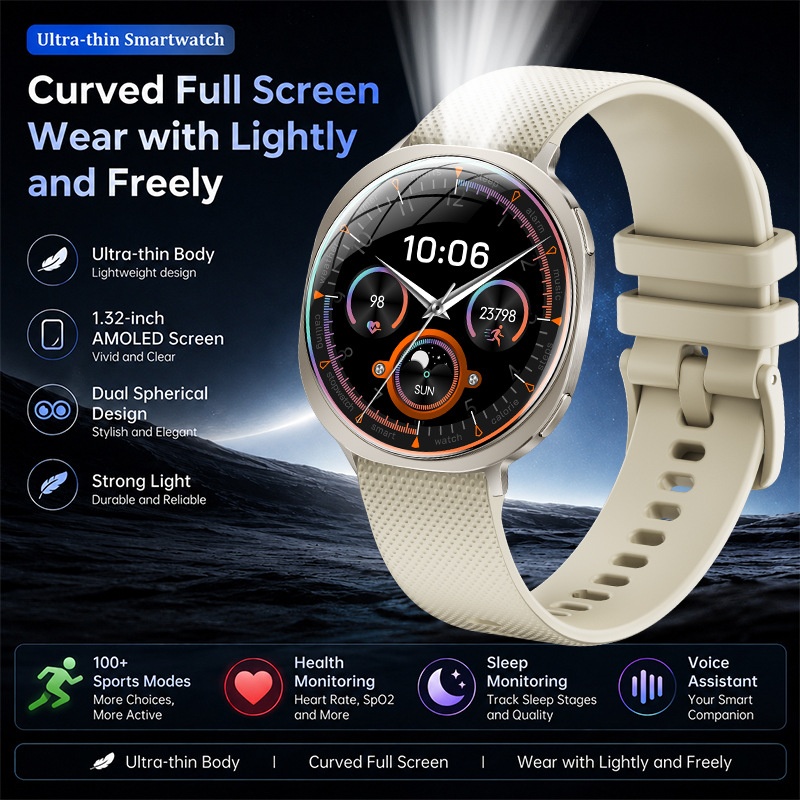 M301 Ultra-Thin Smart Watch with Curved AMOLED Screen & Fitness Tracker