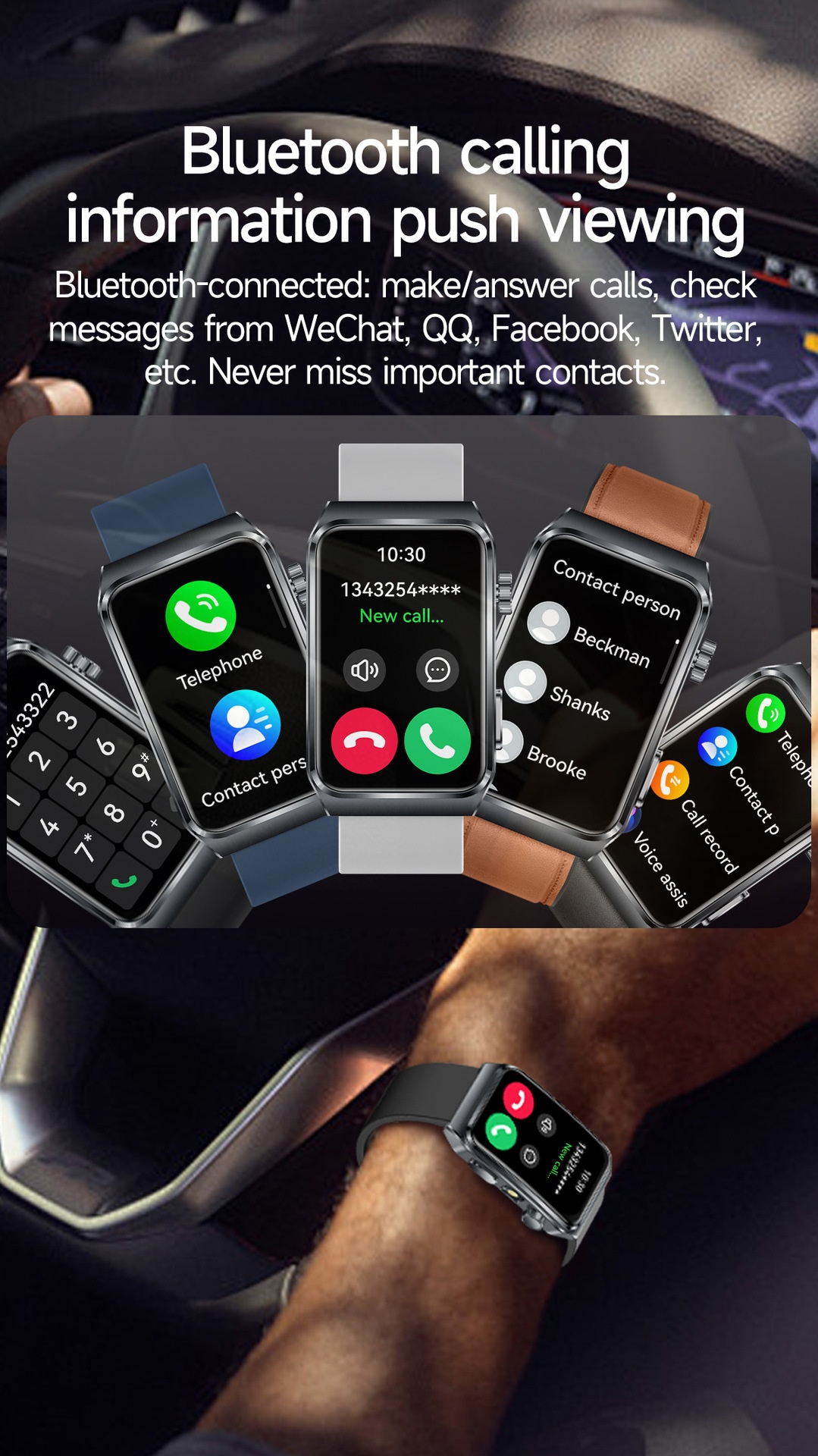TK73 Smart Watch with Rectangular Screen & Bluetooth Calling
