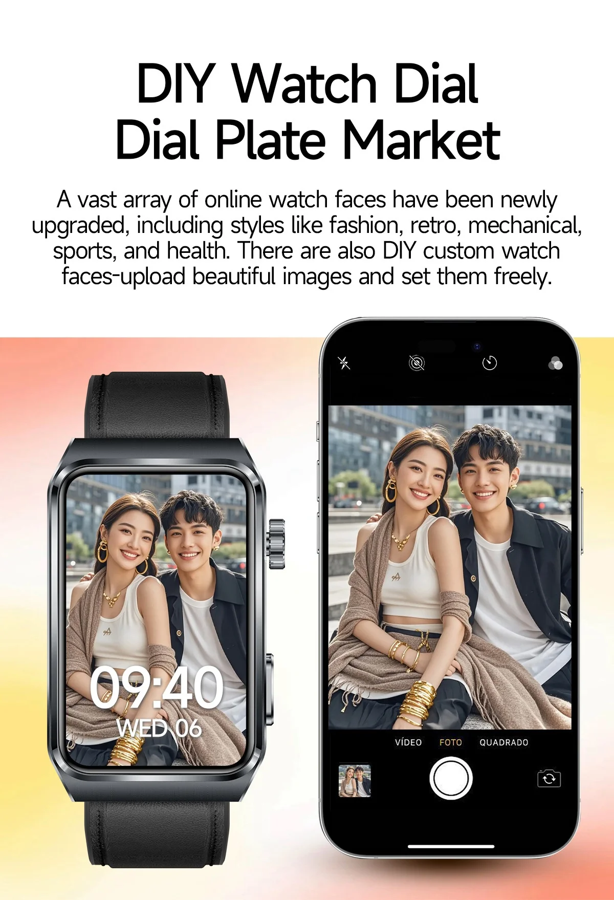TK73 Smart Watch with Rectangular Screen & Bluetooth Calling