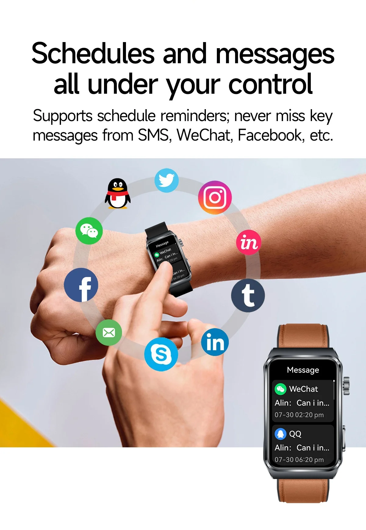 TK73 Smart Watch with Rectangular Screen & Bluetooth Calling
