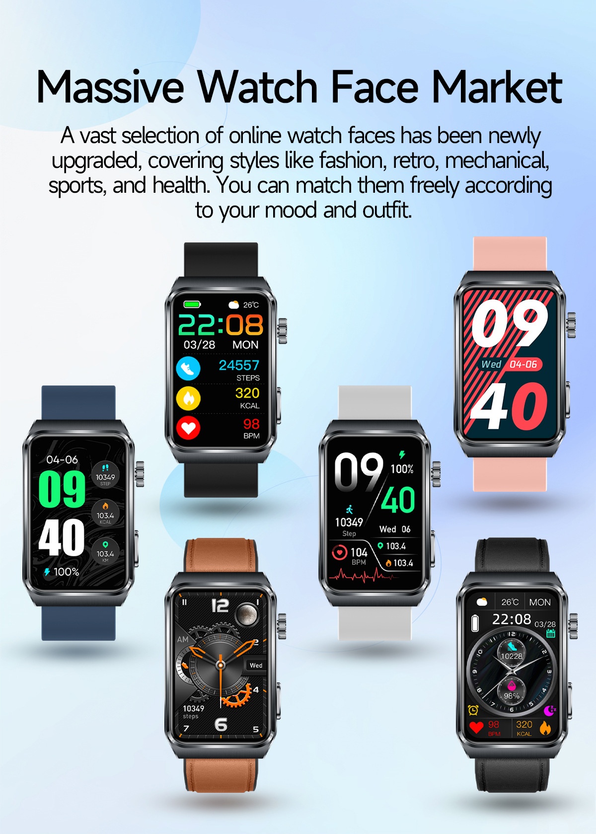 TK73 Smart Watch with Rectangular Screen & Bluetooth Calling