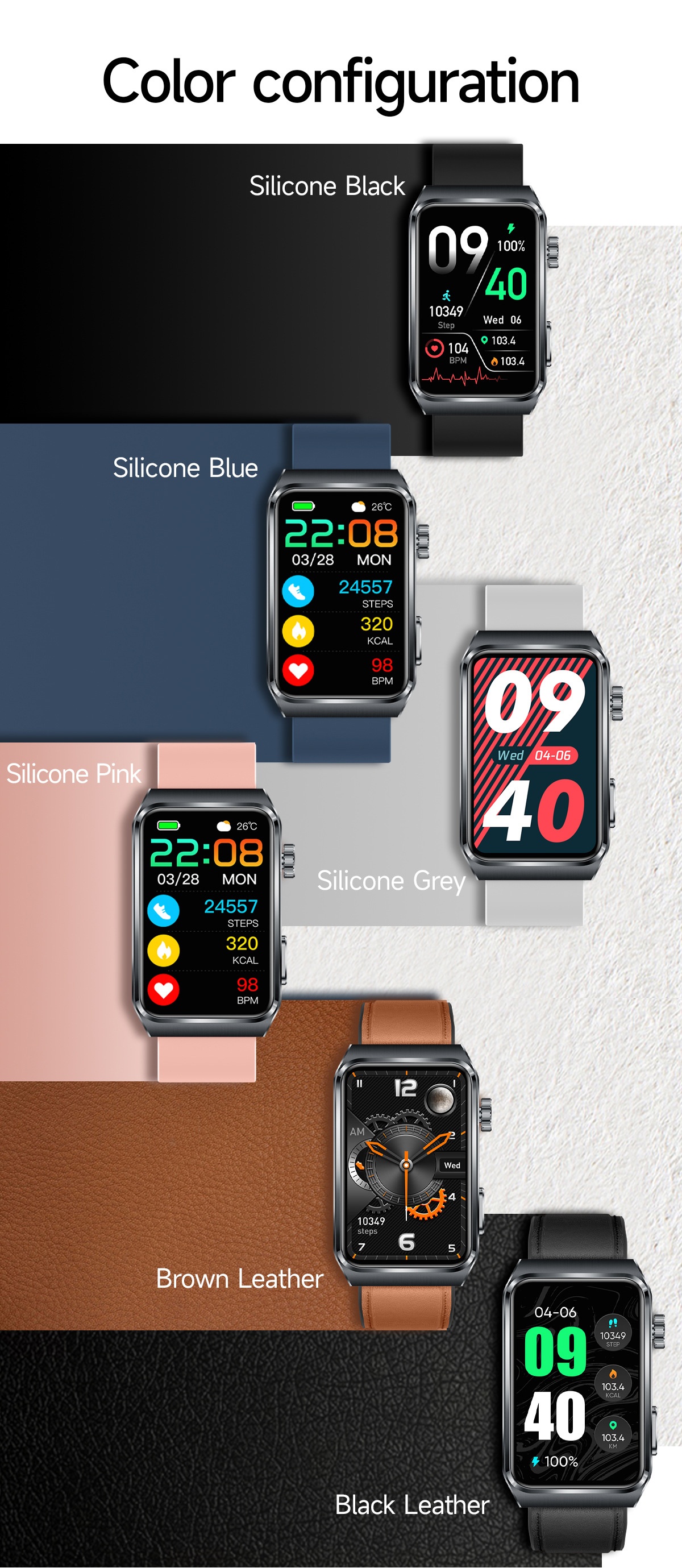 TK73 Smart Watch with Rectangular Screen & Bluetooth Calling