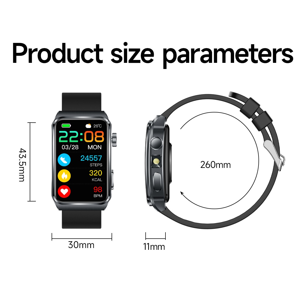 TK73 Smart Watch with Rectangular Screen & Bluetooth Calling