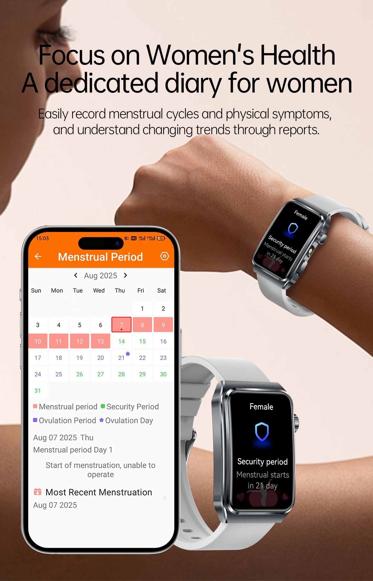 TK73 Smart Watch with Rectangular Screen & Bluetooth Calling
