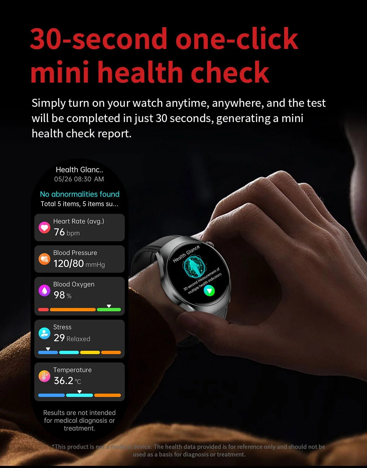 Smart Watch with Round AMOLED Display, ECG, Blood Oxygen & BT Calling