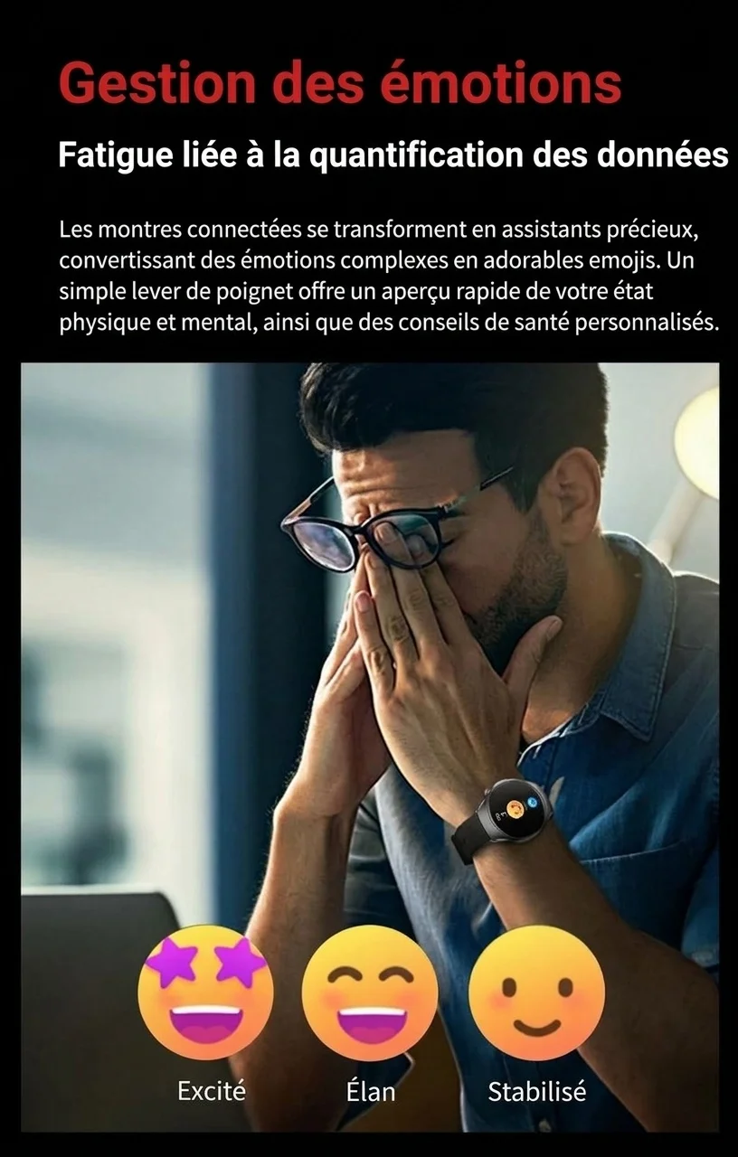 Montre connectée avec écran AMOLED rond, ECG, oxymètre de pouls et appels Bluetooth