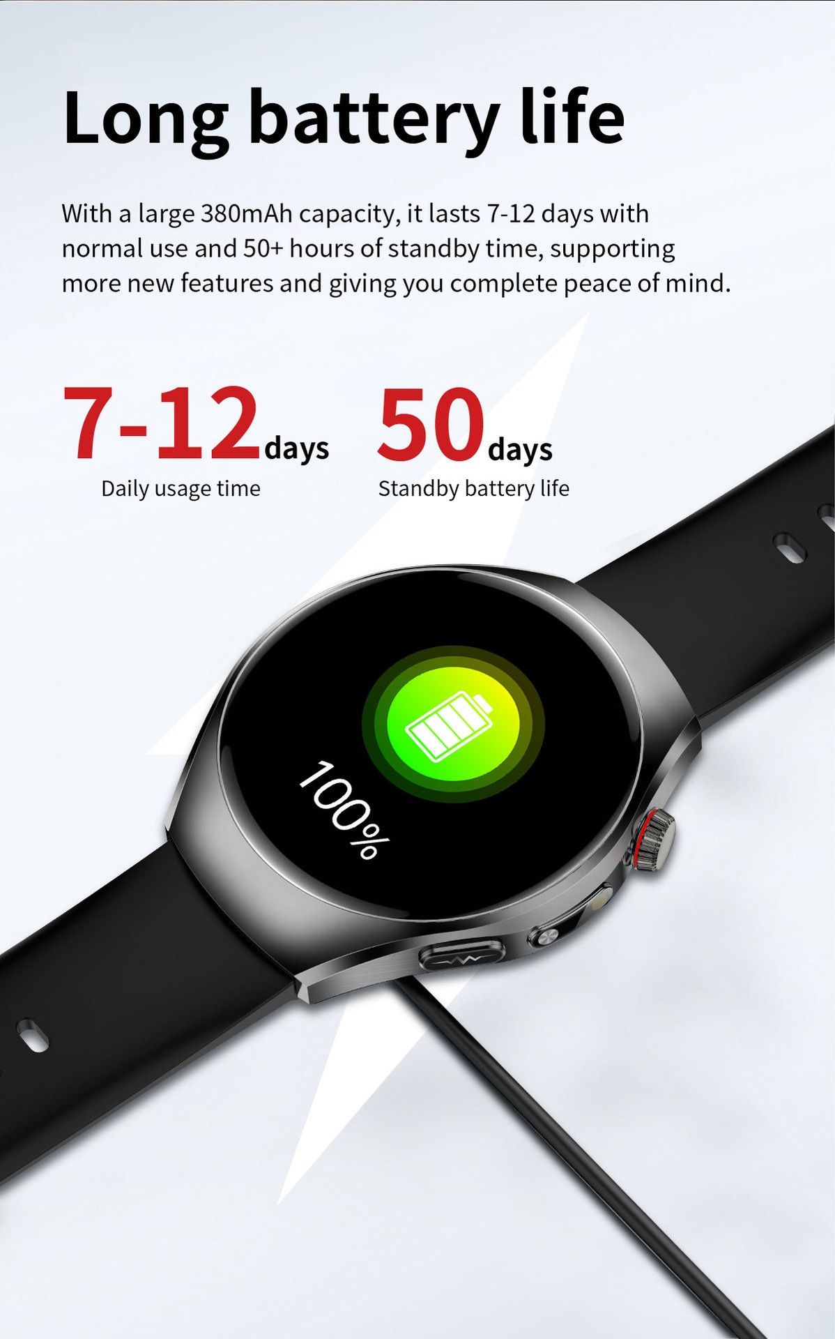Smart Watch with Round AMOLED Display, ECG, Blood Oxygen & BT Calling