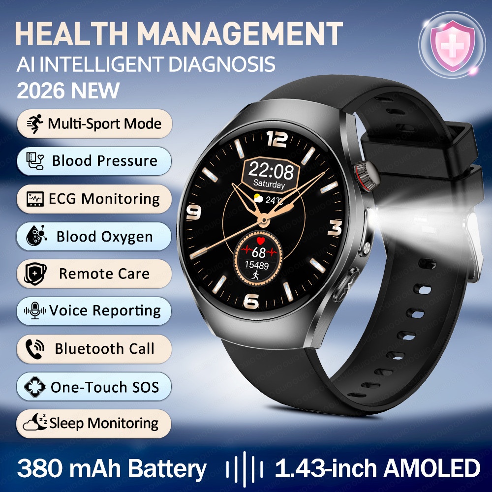 Smart Watch with Round AMOLED Display, ECG, Blood Oxygen & BT Calling