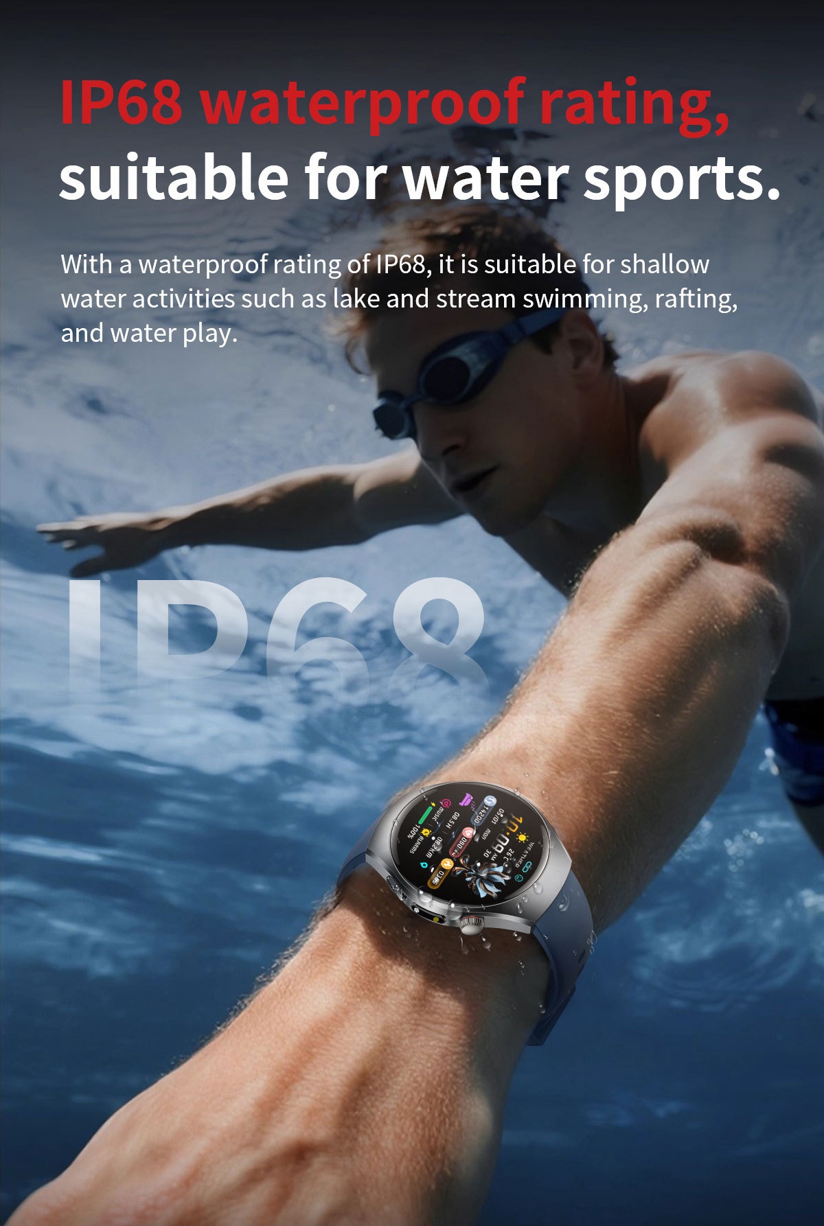 Smart Watch with Round AMOLED Display, ECG, Blood Oxygen & BT Calling