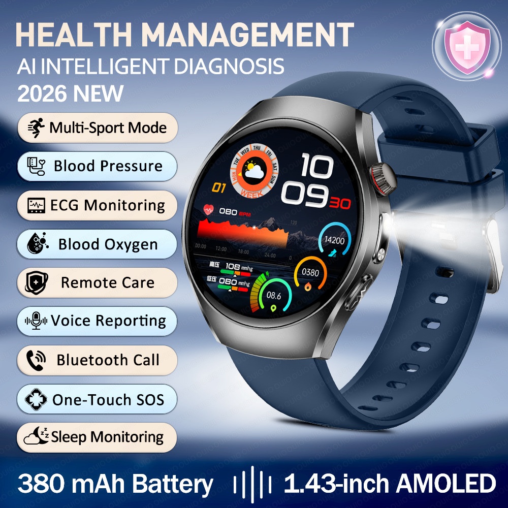 Smart Watch with Round AMOLED Display, ECG, Blood Oxygen & BT Calling
