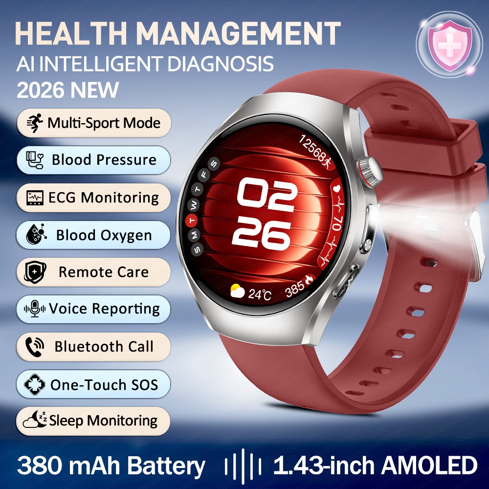 Smart Watch with Round AMOLED Display, ECG, Blood Oxygen & BT Calling