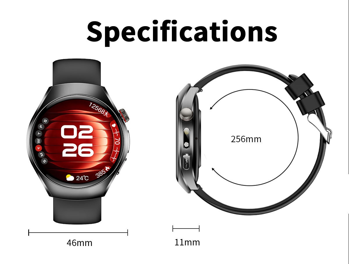 Smart Watch with Round AMOLED Display, ECG, Blood Oxygen & BT Calling