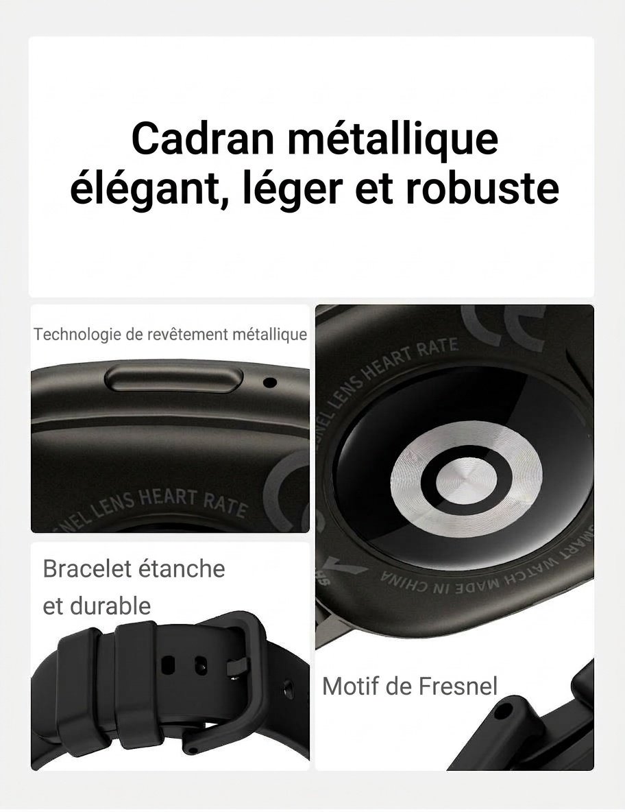 Montre connectée HD17 Air avec écran AMOLED carré et appels Bluetooth