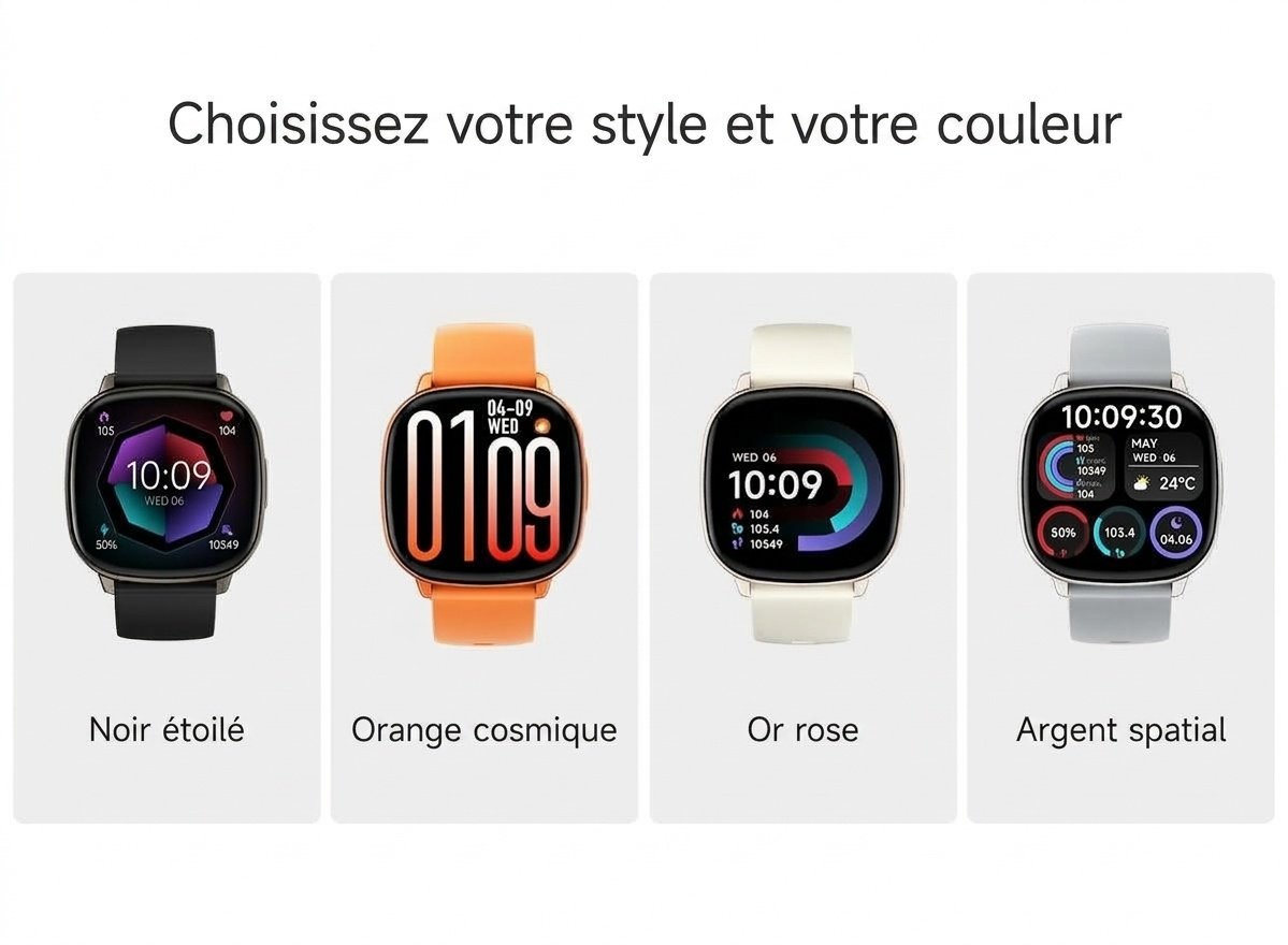 Montre connectée HD17 Air avec écran AMOLED carré et appels Bluetooth